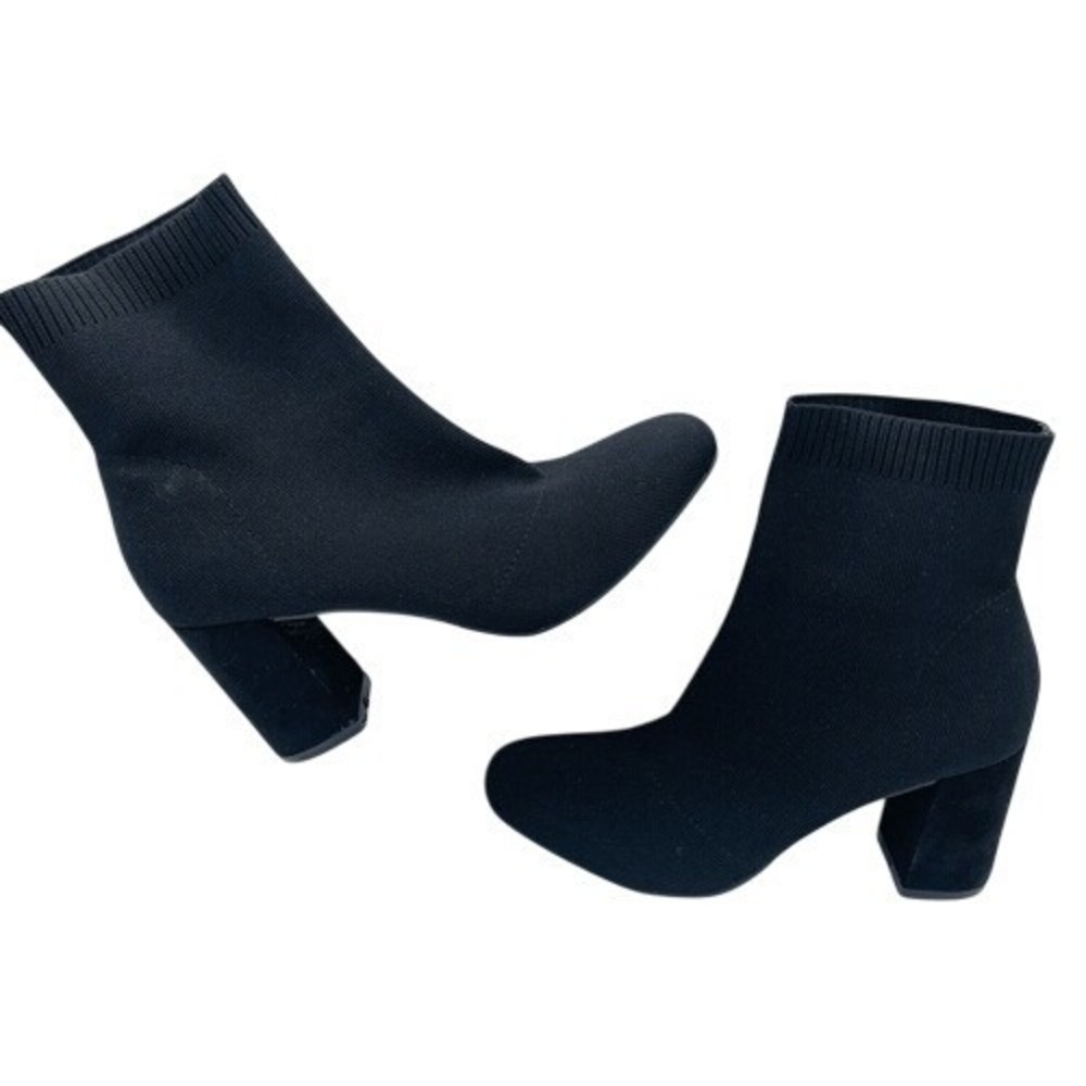 MIA Erika Black Fly Knit Block Heel‎ Ankle Boots 8.5M